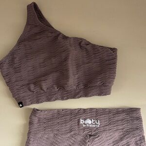 Booty by Brabants - Taupe Textured Leggings and Sports Bra Set